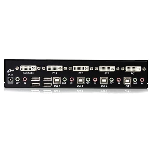 StarTech.com SV431DVIUA 4-Port DVI USB KVM Switch with Audio and USB 2.0 Hub (Black) 4 Port