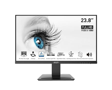 MSI 24” IPS FHD (1920 x 1080) Non-Glare with Super Narrow Bezel 100HZ 1ms 16:9 with Tilt Stand (Pro MP243X)