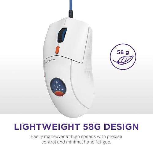 NZXT Lift 2 Symm Starfield Edition - Lightweight Symmetrical Wired Gaming Mouse - 58 g Design - 8K Polling Rate - Optical Switches - 26K DPI Optical Sensor - 100% PTFE Feet - Starfield Design