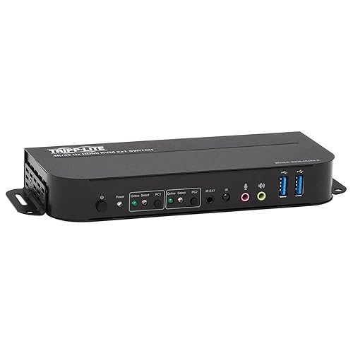 Tripp Lite 2 Port HDMI USB KVM Switch, Dual Port HDMI USB KVM Switch, 4K 60 Hz, HDR, HDCP 2.2, USB 3.0 Cables, Black (B005-HUA2-K)