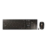 CHERRY DW 9100 Slim Wireless Keyboard and Mouse Set Combo Rechargeable with SX Scissor Mechanism, Silent keystroke Quiet Typing with Thin Design for Work or Home Office. (Black & Bronze)