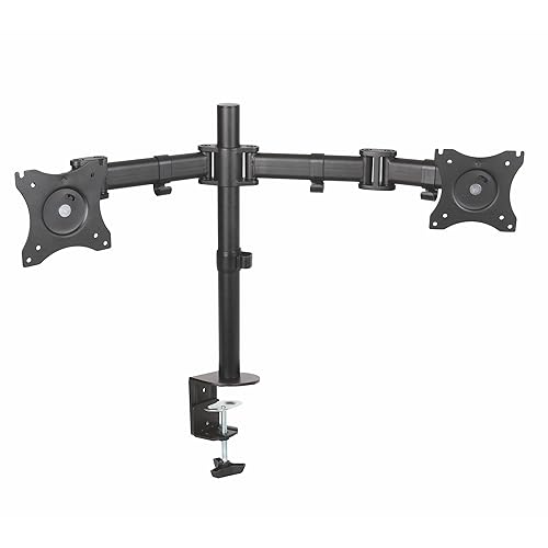 Kantek Dual Monitor Arm, Stand Mounts 2 Screens up tp 27, 2 Articulating Adjustable Arms Hold 18lbs, Desk and Grommet Mount, Cable Management, VESA Grommet Mount/Desk Clamp Dual Monitor Arm
