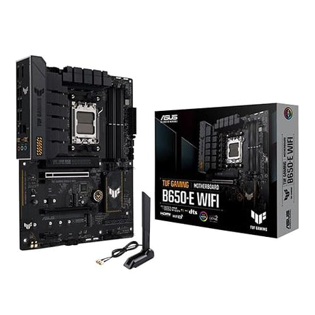 ASUS TUF Gaming B650-E WiFi AMD B650 AM5 ATX Motherboard, DDR5, 8+2 teamed Power Stages, PCIe 5.0, a PCIe 5.0 M.2 Slot, Realtek 2.5 Gb Ethernet, Wi-Fi 6E, HDMI, DisplayPort, Front USB 20Gbps Type-C