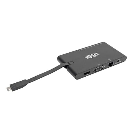 Tripp Lite USB-C Docking Station Hub, 4K @ 30 Hz HDMI, VGA, Gigabit Ethernet Port, 100W PD Charging, USB 3.2 Gen 1, Memory Card Slot, Thunderbolt 3 Compatible, Black, 3-Year Warranty (U442-DOCK3-B)