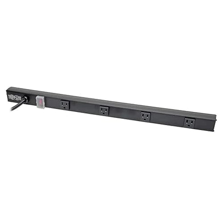 Y417U Tripp Lite 4 Right-Angle Outlet Power Strip, 6 Ft. Long Cord, Right-Angle 5-15P Plug, 24 Inches, 120V, Metal, Black (PS2404RA06B)