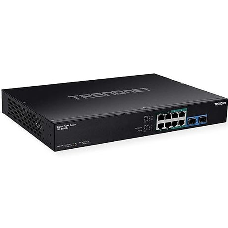 TRENDnet TPE-BG102g, 10-Port Gigabit 240W PoE++ Switch with 4 x 95W PoE++ Ports, 4 x 30W PoE+ Ports, 2 Gigabit SFP Slots, 240W PoE Budget, 1U 19” Rack Mountable 10 Port