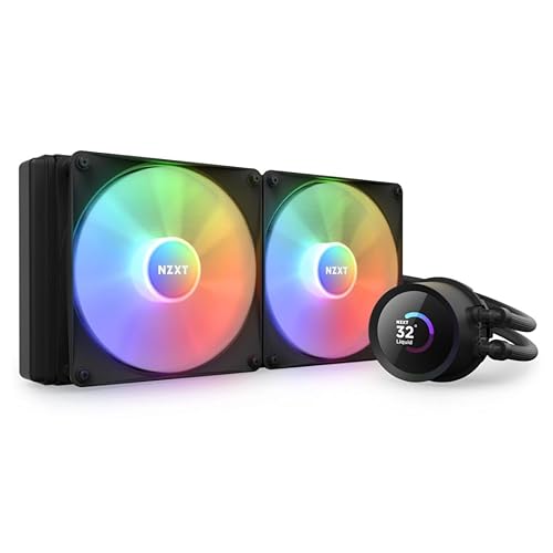 NZXT Kraken 280 RGB - RL-KR280-B1 - 280mm AIO CPU Liquid Cooler - Customizable 1.54" Square LCD Display for Images, Performance Metrics - High-Performance Pump - 2 x F140 RGB Core Fans - Black Kraken RGB 2023 280mm Radiator Black