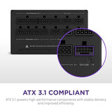 NZXT C1000 Gold ATX 3.1 - Fully Modular Low-Noise PC Gaming Power Supply - 1000 Watts - 80 Plus Gold - 12V-2x6 Connector - Zero Fan Mode - 100% Japanese Capacitors - Black C Series ATX 3.1 Black