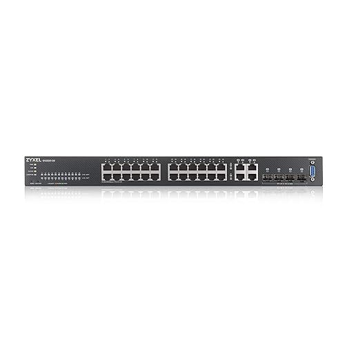 ZyXel 24-Port Gigabit Ethernet Layer 2 Managed Switch - Fanless Design with 4 Gigabit Combo Ports and Hybrid Cloud Mode [Gs2220-28]