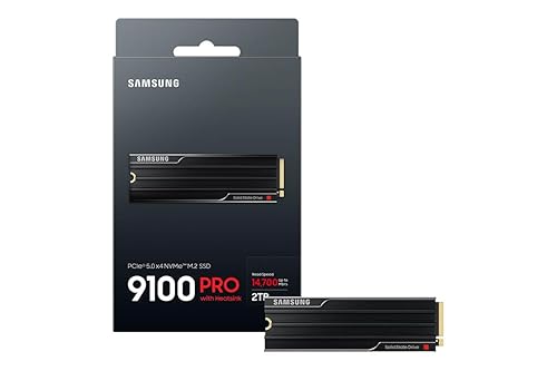 Samsung 9100 PRO with Heatsink - 2TB PCIe 5.0 x4, NVMe 2.0, M.2 Internal SSD, Up to 14,700MB/s, Fast Speed, Thermal Contorl, MZ-VAP2T0CW [Canada Version]