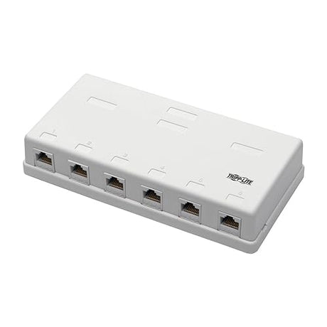 Tripp Lite Pre-Configured Unshielded Cat6 6-Port Surface-Mount Box, 110 IDC, RJ45, White - Surface Mount Box