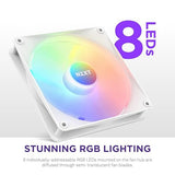 NZXT F140 RGB Core - 140mm Hub-Mounted RGB Fan - 8 Individually-Addressable LEDs - Semi-Translucent Blades - High Static Pressure & Airflow - Quiet Operation - PWM Control - CAM Software - White