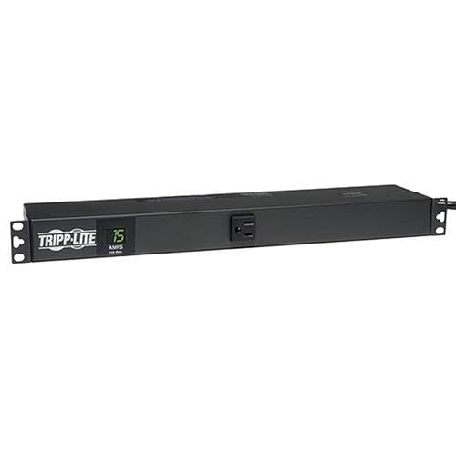 Tripp Lite Metered PDU, 15A, 13 Outlets (5-15R), 120V, 5-15P, 100-127V Input, 6 ft. Cord, 1U Rack-Mount Power (PDUMH15-6) Black 120 Volts (Standard) 15 Amps Short Input Cord