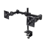 Manhattan Dual Monitor Stand Mount with Double-Link Swing Arms - Supports Two 13 In to 24 Inch Computer Screens up to 13 lbs., 180 Tilt / 180 Rotation, Clamp Mounting, Black - 420808