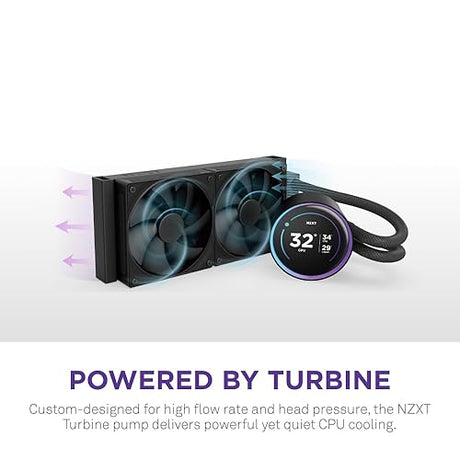 NZXT Kraken Elite 240 2024 - AIO CPU Liquid Cooler - 240mm Radiator - 2 x F120P Fans - Customizable 2.72 IPS LCD - NZXT Turbine Pump - AMD® AM5, AM4 - Intel® LGA 1851/1700, 1200/115X - Black Black 240mm Radiator Kraken Elite 2024