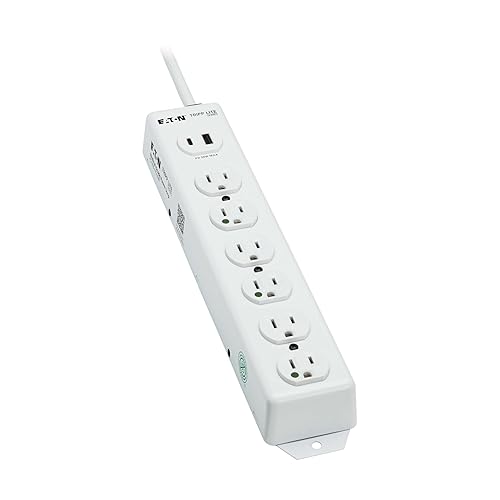 Tripp Lite Eaton Medical Hospital Power Strip with 2 USB Charging Ports, 6 Outlets + 15ft Cord, UL 1363 Certified Power Strip, Wall & Under-Desk Mount, Lifetime Manufacturer's Warranty (PS-615-HGUSB) 6 Outlets / 15 Foot Cord