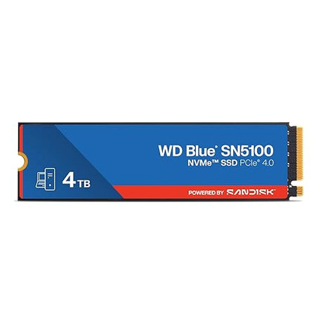 SANDISK 4TB WD Blue SN5100 NVMe SSD - M.2 2280, PCIe Gen 4.0, Internal Solid State Drive - Read Speeds Up to 6,900MB/s, Upgrade Storage for PC/Laptops - WDS400T5B0E