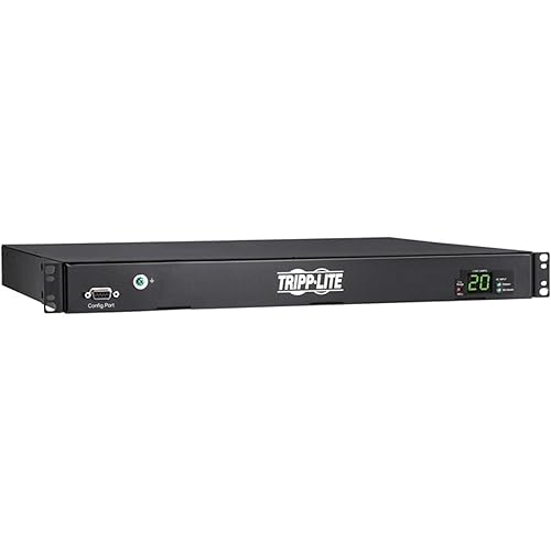 TRIPP LITE Metered PDU, Auto-Transfer Switch (ATS), 20A, 200-240V, 3.8kW, Single-Phase - 8 C13 Outlets & 2 C19 Outlets, Dual C20 12ft Input Cords - 1U Rackmount, 2 Year Warranty (PDUMH20HVATS), Black
