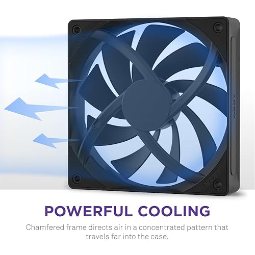 NZXT F120Q, 120mm Quiet Airflow PC Case Fan, Intake or Exhaust, Chamfered Frame for Concentrated Air, Fluid Dynamic Bearings, Low Noise, PWM Control, Black