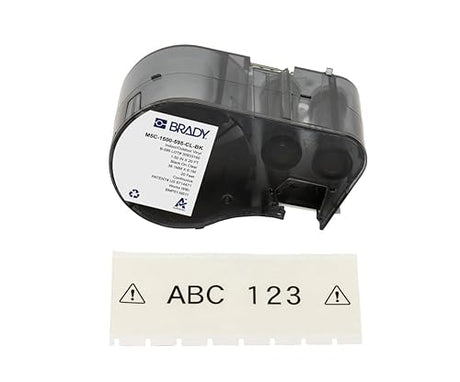 Brady Vinyl Label Tape for Label Printer BMP51/BMP53/M511 - Self Adhesive Printer Labels - Black on Transparent (38,10 mm (W) x 6,10 m (L)) - M5C-1500-595-CL-BK Vinyl Black on Transparent 38,10 mm (W) x 6,10 m (L)