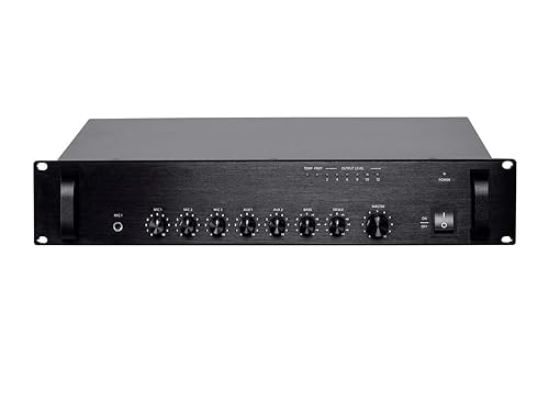 Monoprice Commercial Audio 60W 5ch 100/70V Mixer Amp with Microphone Priority (NO LOGO) 60 Watt Mixer Amp