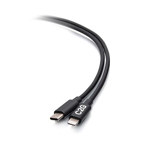 C2G 0.9M USB-C® Male to Lightning Male Sync and Charging Cable - Black (3 ft) - MFi-Certified Rating Approved by Apple
