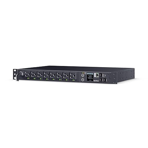 CyberPower PDU41021 Switched PDU, 100-120V, 15A (Derated to 12A), 16 Outlets, 1U Rackmount, 12 Foot Power Cord