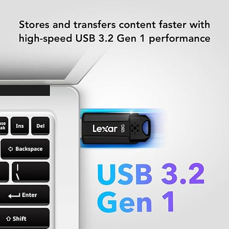 Lexar 128GB JumpDrive S80 USB 3.2 Gen 1 Flash Drive for Storage Expansion and Backup, Up to 150MB/s Read, Black (LJDS080128G-BNBNU) Black 128GB