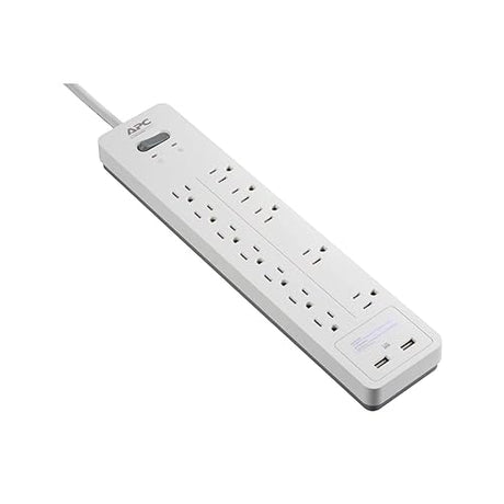 APC 12-Outlet Surge Protector Power Strip with USB Charging Ports, 2160 Joules, SurgeArrest Home/Office (PH12U2W) 12 Outlet OL + USB Charging White