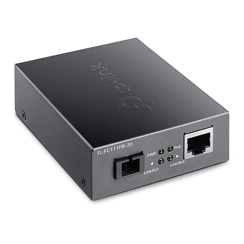 TP-Link TL-FC111PB-20 | 10/100 Mbps WDM SFP to RJ45 Fiber to Ethernet Media Converter with 1-Port PoE | 10/100 Mbps RJ45 Port to 100Base-FX Single-Mode Fiber | Extend Fiber Distance Up to 20 km