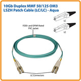 Tripp Lite N820-01M 3 Feet 10Gb Multimode Duplex 50/125 LSZH Aqua Fiber Patch Cable LC/LC - 1M