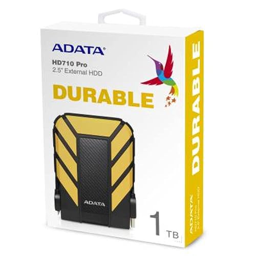 ADATA HD710 Pro 1TB USB 3.1 IP68 Waterproof/Shockproof/Dustproof Ruggedized External Hard Drive, Yellow (AHD710P-1TU31-CYL) Yellow Pro 1 TB