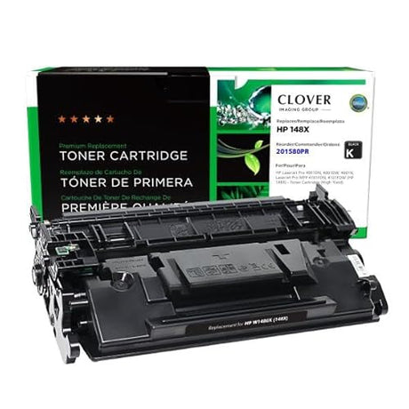 Clover Remanufactured Toner Cartridge (Reused OEM Chip) Replacement for HP 148X (W1480X) | Black | High Yield