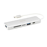 Tripp Lite USB-C 3.1 Multiport Adapter for Data Transfer (2 USB-A, 1 USB-C, SD, Micro SD), Thunderbolt 3, USB 3.1 Gen 1, 5 Gbps, Silver (U460-002-2AM-C1)