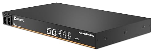 Vertiv Avocent ACS8000 Serial Console, 16 Port Serial Console Server, Expanded Memory Capabilities, USB Sensors, Remote Data Center and Out of Band Management, Dual AC Power (ACS8016DAC-400), Black Base Model 16-Port. Dual AC