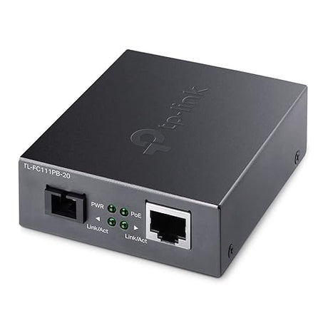TP-Link TL-FC111PB-20 | 10/100 Mbps WDM SFP to RJ45 Fiber to Ethernet Media Converter with 1-Port PoE | 10/100 Mbps RJ45 Port to 100Base-FX Single-Mode Fiber | Extend Fiber Distance Up to 20 km
