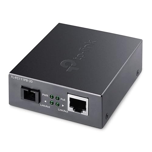 TP-Link TL-FC111PB-20 | 10/100 Mbps WDM SFP to RJ45 Fiber to Ethernet Media Converter with 1-Port PoE | 10/100 Mbps RJ45 Port to 100Base-FX Single-Mode Fiber | Extend Fiber Distance Up to 20 km