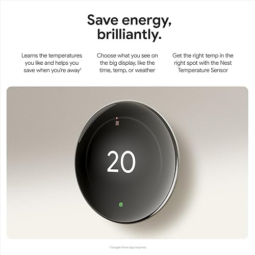 Google Nest Learning Thermostat (4th Gen) with Nest Temperature Sensor (2nd Gen) - Energy Saving Smart Thermostat with Adaptive Eco - Works with Alexa and Google Home App - Polished Gold