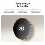 Google Nest Learning Thermostat (4th Gen) with Nest Temperature Sensor (2nd Gen) - Energy Saving Smart Thermostat with Adaptive Eco - Works with Alexa and Google Home App - Polished Obsidian Grey