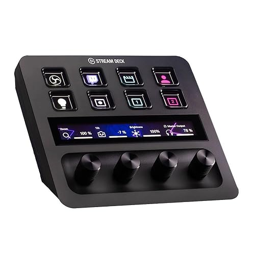 Elgato Stream Deck + XLR - Audio Mixer & Controller, Rear XLR-to-USB Mic Interface, Compatible with Any XLR Mic for Podcasting, Streaming, Content Creators, dials and LCD Keys, PC/Mac