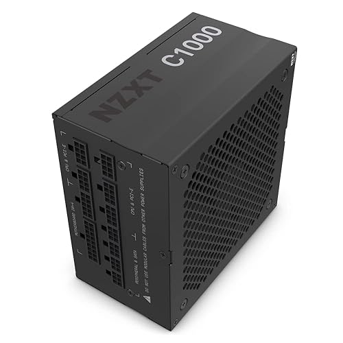 NZXT C1000 PSU (2022) - PA-0G1BB-US - 1000 Watt PSU - 80+ Gold Certified - Fully Modular - Sleeved Cables - ATX Gaming Power Supply C Series 1000W Gold