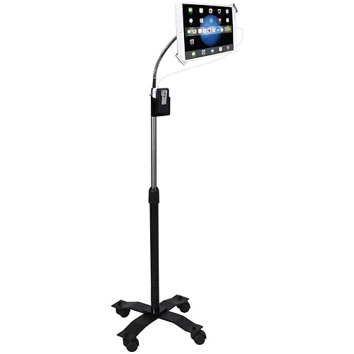 Gooseneck Floor Stand - CTA Compact Security Gooseneck Floor Stand for Tablets with Lock and Key Security System for iPad 7th/ 8th/ 9th Gen 10.2, iPad Pro 12.9, and Surface Pro 4 (PAD-SCGS)