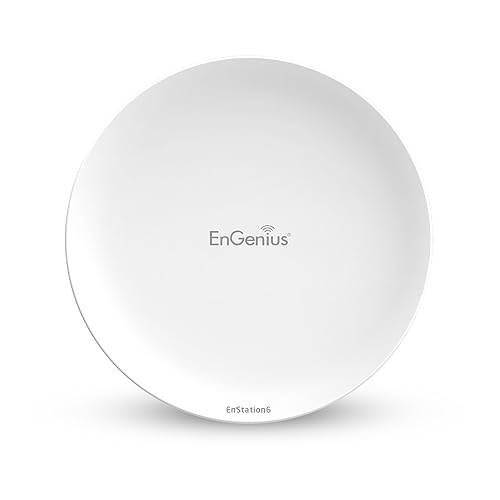 EnGenius Wi-Fi 6 (802.11ax) 5GHz 1,200 Mbps, 2x2 Outdoor Wireless Bridge, 26 dBm, high gain 19 dBi Directional Antenna, IP-55 housing, up to 6 Miles Point-to-Point [EnStation6]
