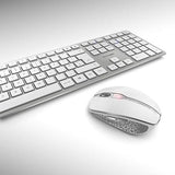 CHERRY DW 9100 Slim Wireless Keyboard and Mouse Set Combo Rechargeable with SX Scissor Mechanism, Silent keystroke Quiet Typing with Thin Design for Work or Home Office. (White & Silver)