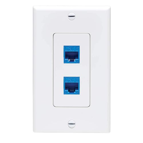 Tripp Lite Decora Wall Plate Insert, Decorative Center Plate, Vertical 2 Port Keystone Jack, White (N042D-002V-WH) Center Plate 2 Ports
