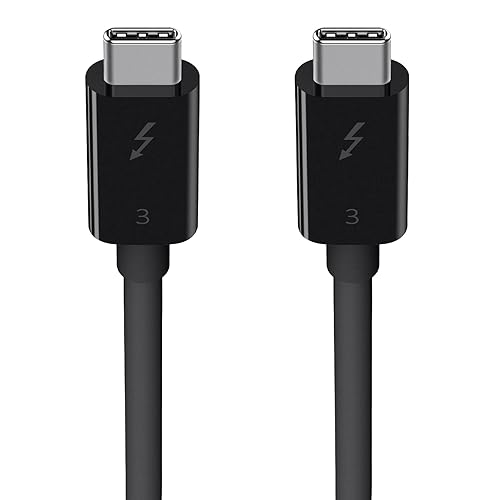 Belkin Thunderbolt 3 Cable (USB-C to USB-C) - USB C Cable For MacBook Air, Galaxy, Apple TV & More, Fast Charging Up To 100W, Made For USB-C, Thunderbolt 3 devices & 5K/Ultra HD - 1.6ft/0.5m - Black