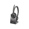 Poly (Plantronics + Polycom) Voyager 4320 UC Wireless Headset Charge Stand (Plantronics) - Headphones Mic Connect to PC/Mac via USB-C Bluetooth Adapter, Works w/Teams (Certified), Zoom&More, Black