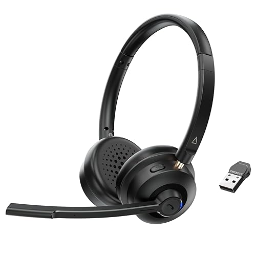 Creative Chat Wireless On-Ear Headset with Noise-Cancelling Boom Mic, USB dongle, Playback and Calls Control, Mic Mute Button for PC/Mac/Mobile Devices