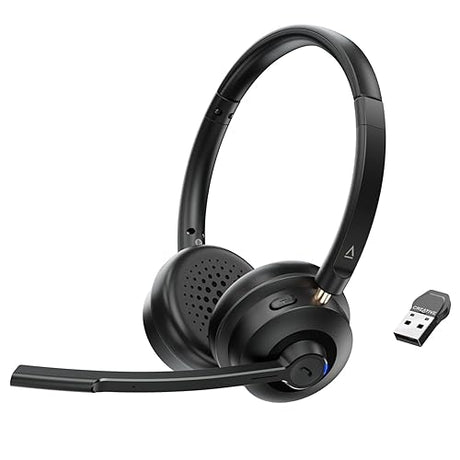 Creative Chat Wireless On-Ear Headset with Noise-Cancelling Boom Mic, USB dongle, Playback and Calls Control, Mic Mute Button for PC/Mac/Mobile Devices