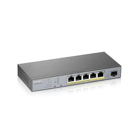 Zyxel Nebula 5-Port Gigabit Smart Managed PoE+ (2 PoE++ Ports) Switch with 60 Watt Budget and 1 SFP with Nebula Cloud Managment, Long Range PoE Switch [GS1350-6HP]